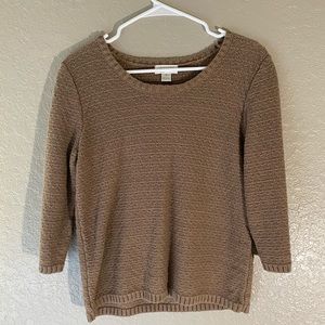 Tan Christopher & Banks Sweater with 3/4 Sleeves